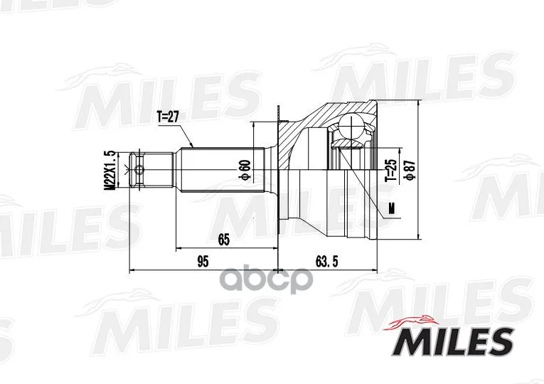 Шрус Hyundai Sonata Ef Iii-Iv 2.0 98-04 Нар. Miles Ga20172 Miles арт. GA20172