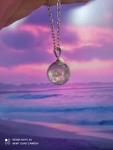 Collar con colgante de Luna y Bola de resina transparente para mujer, collar con cadena de nubes azules y blancas, regalos de joyería para niña