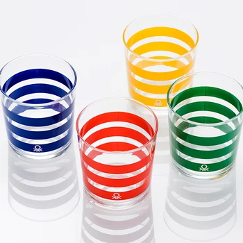 

SET 4PCS WATER GLASSES 0,345L GLASS MULTICOLOR STRIPES CASA BENETTON