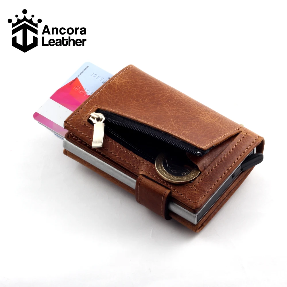 Smart Wallet Business Card Holder Real Cow Leather Handmade Smart Automatic Card Holder Men Gift
