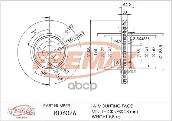 Тормозной Диск FREMAX арт. BD-6076