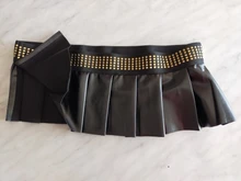 Studded Skirt Clubwear Pleated-Side Split-Embellished Party Womens Ladies for Evening-Parties