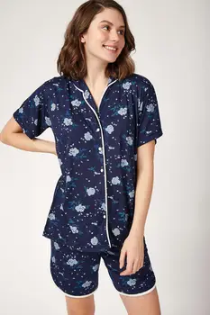 

Happiness ist. Women's Pattern Bottom Top Knitted Pajamas Set