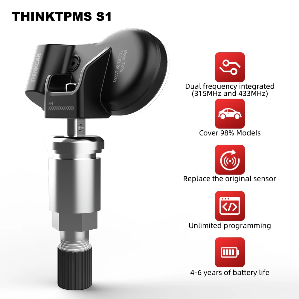 THINKCAR THINKTPMS S1 315 МГц/433 МГц TPMS датчик инструменты для ремонта шин сканер давления в