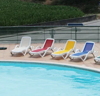 

Lounger CARIHUELA, arms, white polypropylene, textilene-color to choose-