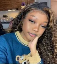 Ali Lee cabello profundo rizado peluca con malla frontal rubio miel Color degradado resalte 180% frente de encaje pelucas de cabello humano para las mujeres Pre arrancado