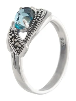 

Yuk markazit ring with marcasites and Topaz from silver
