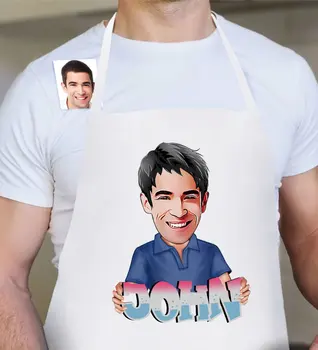 

Personalized Name Male 'S Caricature Kitchen Apron