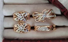Drop-Earrings Flower Zircon-Stone Square Rose 585 White Gold Natural Vintage Women 