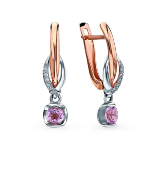 

Gold earrings with amethyst and cubic zirconia sunlight sample 585