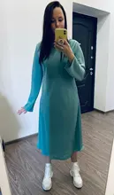 Satin Dress Mid-Long Femme Robe Long-Sleeve WOTWOY Elegant Women Vestidos Cotton Solid