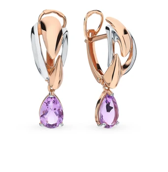 

Gold earrings with amethyst sunlight