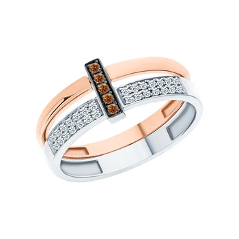 

Gold ring with cognac diamonds and diamonds sunlight sample 585