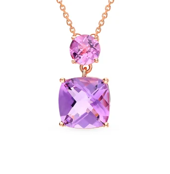 

Gold necklace with amethyst and Kunzite sunlight sample 585