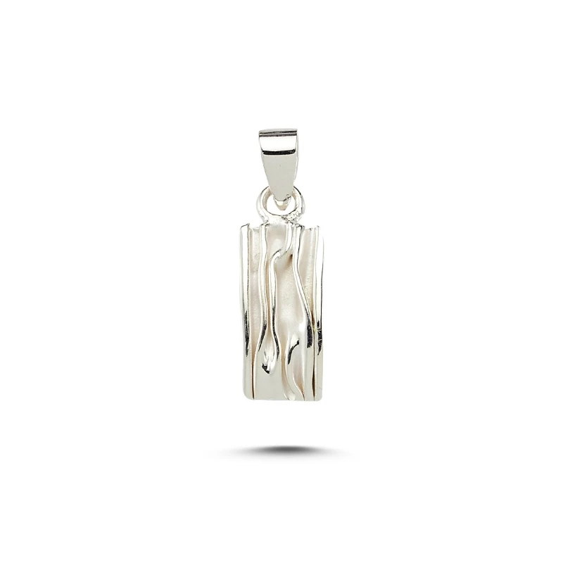 

Silver 925 Sterling Sterling Rectangular Wrinkled Pendant