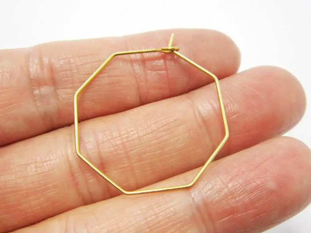 

20pcs Brass ear wire 33x28x0.7mm Octagon Raw brass Earrings hoops Geometric earlobe findings R341