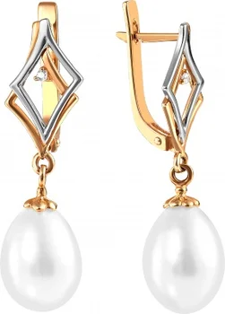 

Примаэксклюзив earrings with pearls and cubic zirconia in red gold