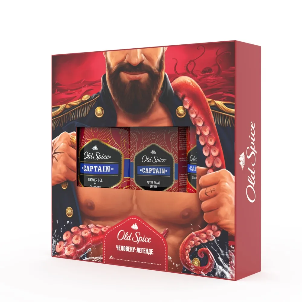 OS Аэроз дезодорант Captain 150мл+ OS Гель д/душа+шмп 2в1 Captain 250мл+ OS Лосьон после бритья Captain 100мл