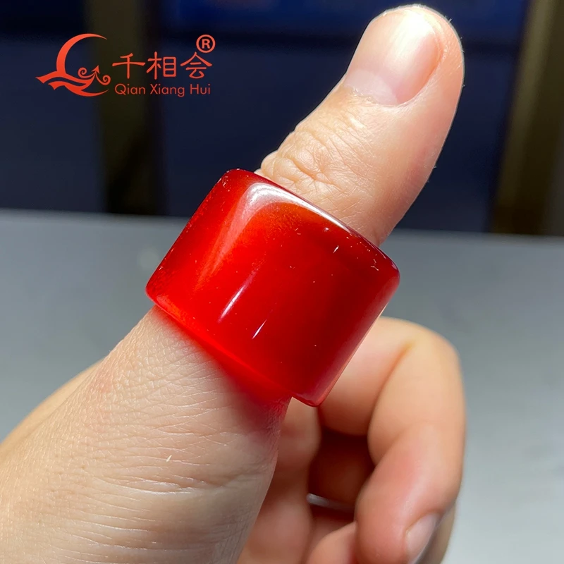 

30mm thumb ring garent red color cubic zirconia stone circular ring for figher jewelry