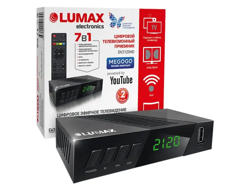 Цифровая DVB-T2 приставка Lumax DV-2120HD для телевизора dvb-t2 receiver Youtube MegaGo IPTV Цифровой