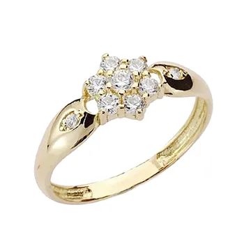 

18k solid gold ring lisa flower zircons first communion girl