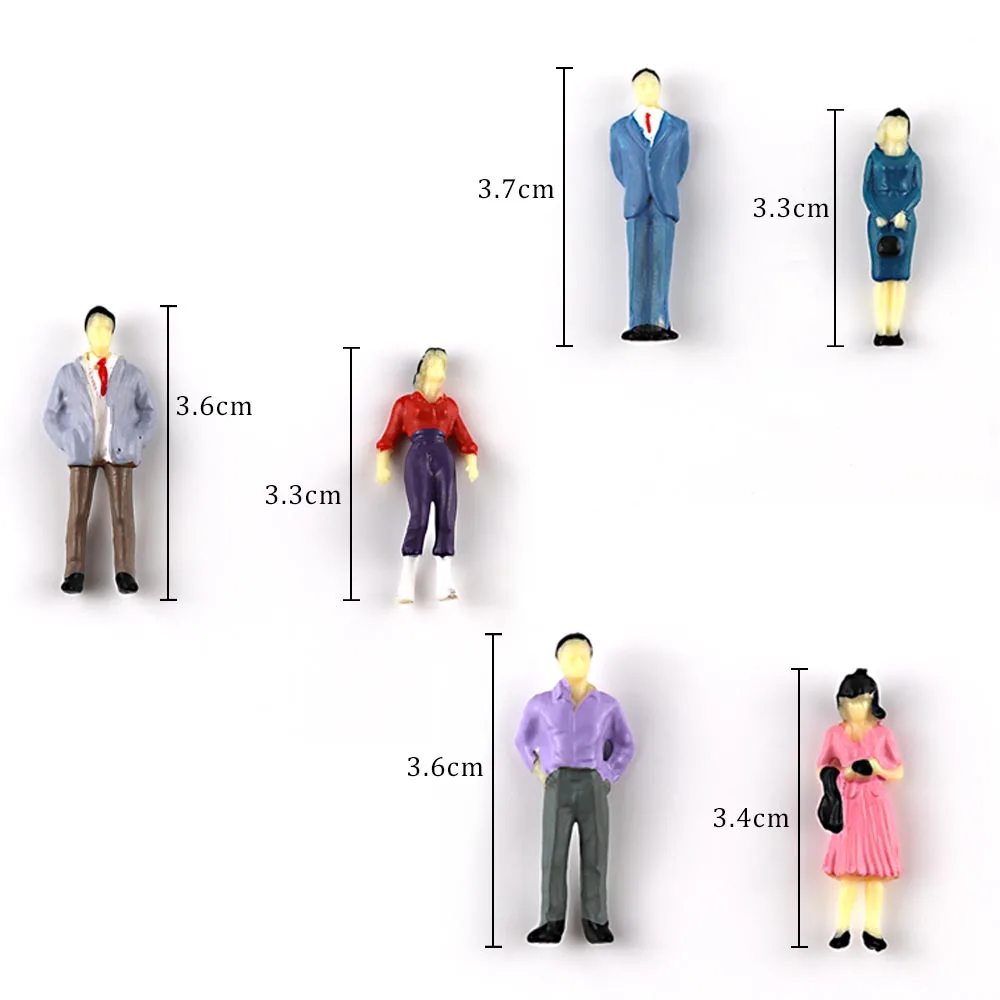 10pcs New Colorful Painted Model Plain People For Park Scenery Layout Scale 1:25 