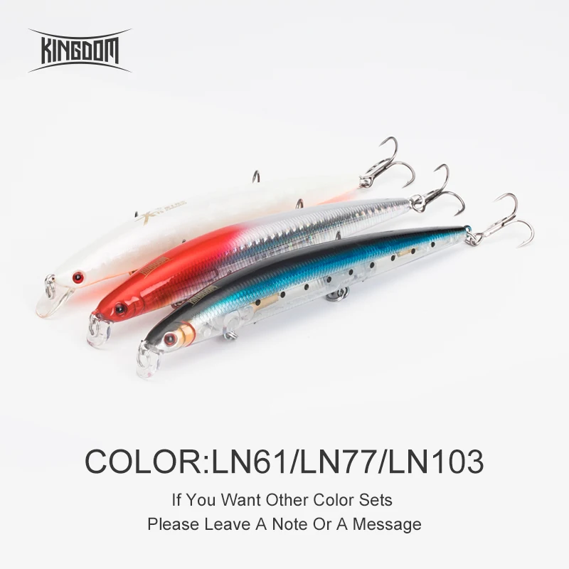 Kingdom Floating Minnow морская Рыбная приманка вобблер погремушка звук жесткая приманка искусственная Джеркбейт модель 5333 120 м, 14,5 г/143 мм, 21 г - Цвет: LN61LN77LN103