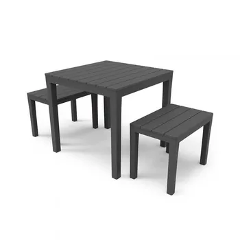 

Garden set table and 2 bench Papua anthracite Progarden