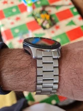 HQ-correa de reloj de acero inoxidable para Samsung Galaxy Watch, banda deportiva de SM-R800 de 46mm con extremo curvo, pulsera de plata y negro