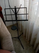 Atril Metálico Plegable para Partituras de Música Viajes Desplazamientos Negro Base Soporte Ajustable Regulable Altura