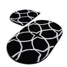 Коврики для ванной нескользящие Противоскользящие коврики Нескользящие противоскользящие Бонн овальные черные 2'Li набор 60X100 см-50X60 см