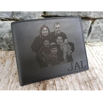 

Personalised wallets for men High Quality, luxury Engraved photo Purse, Male Short Leather wallet, father's day Valentines Gift