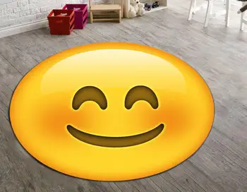 

Emoji Patterned Round Carpet, Non Slip Floor Carpet,Teen's Rug