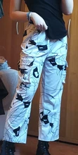 Trousers Straight-Pants Graffiti-Print Harajuku-Style Black Large Pocket Hip-Hop Loose