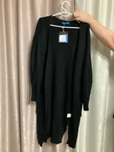DICLOUD-cárdigan largo de moda para mujer, suéter de punto suelto Harajuku, chaqueta informal de color negro, abrigo de gran tamaño, otoño