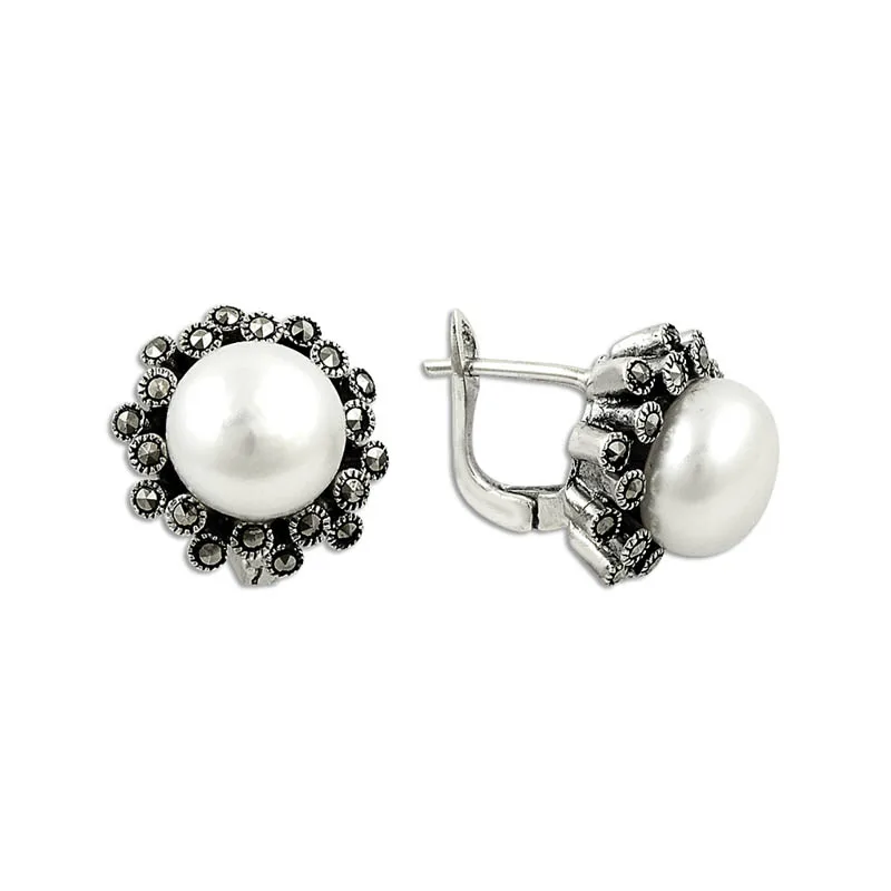

Armagano Pearl & Marcasite Earrings
