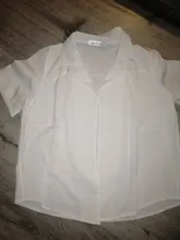 Blusa informal de manga corta para verano, camisa blanca con cuello de pico para mujer, estilo coreano japonés #35, 2020