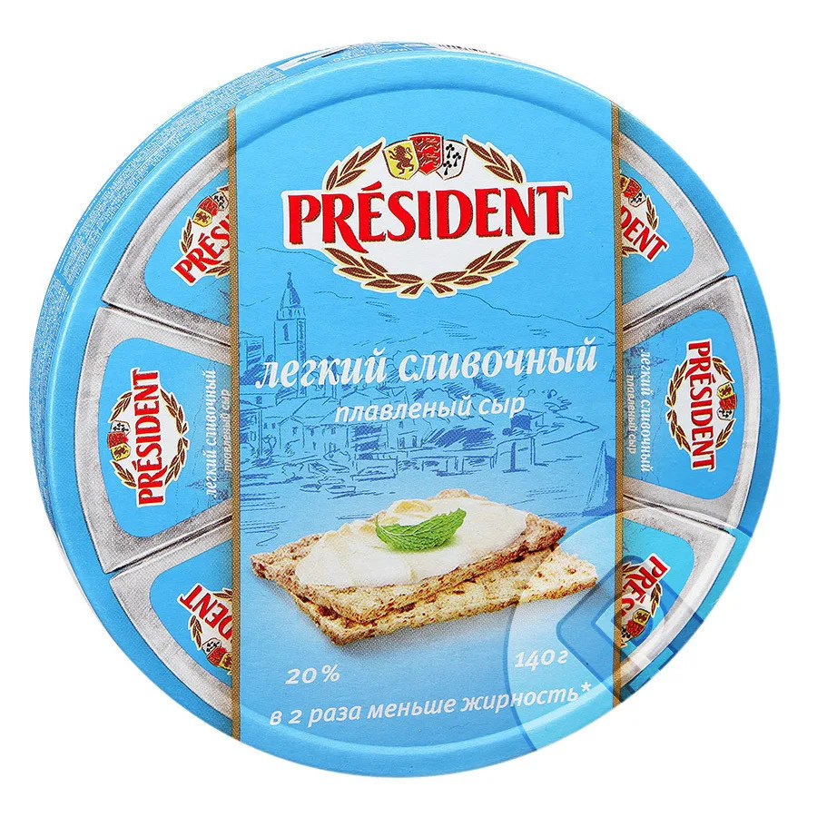 Легкий сливочный сыр. President сливочный плавленый сыр.