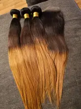 Hair Bundles Closure SPARK Ombre Brazilian Straight with Weave Ratio Medium