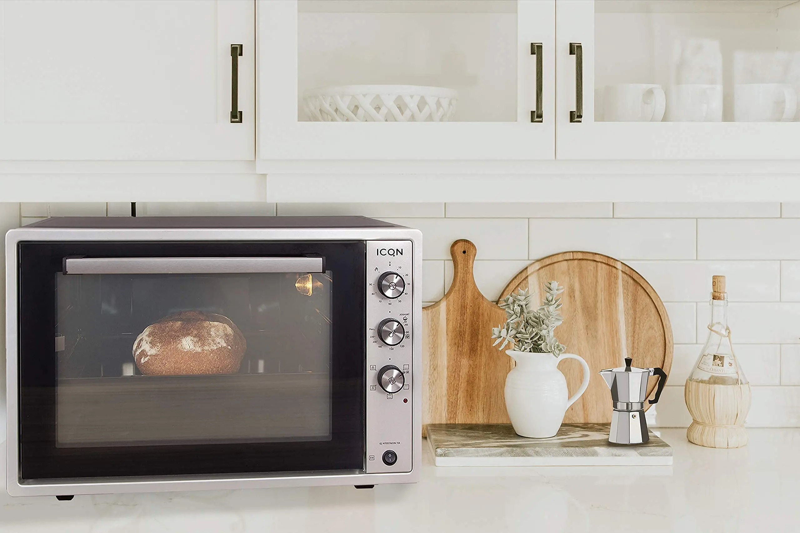 Mini forno ICQN da 60 litri 1,800 W con illuminazione interna e ricircolo  forno per Pizza doppio vetro funzione Timer smaltato - AliExpress Home  Appliances