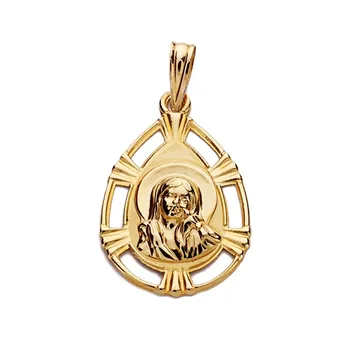 

Medal 18k gold Virgin nina teardrop 22mm. Openwork [AA1980]