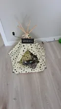 Tipi de Gato con cojín y pizarra para perros, carpa portátil para perros y casas de mascotas, tienda plegable de lona de madera para mascotas, cama para animales pequeños