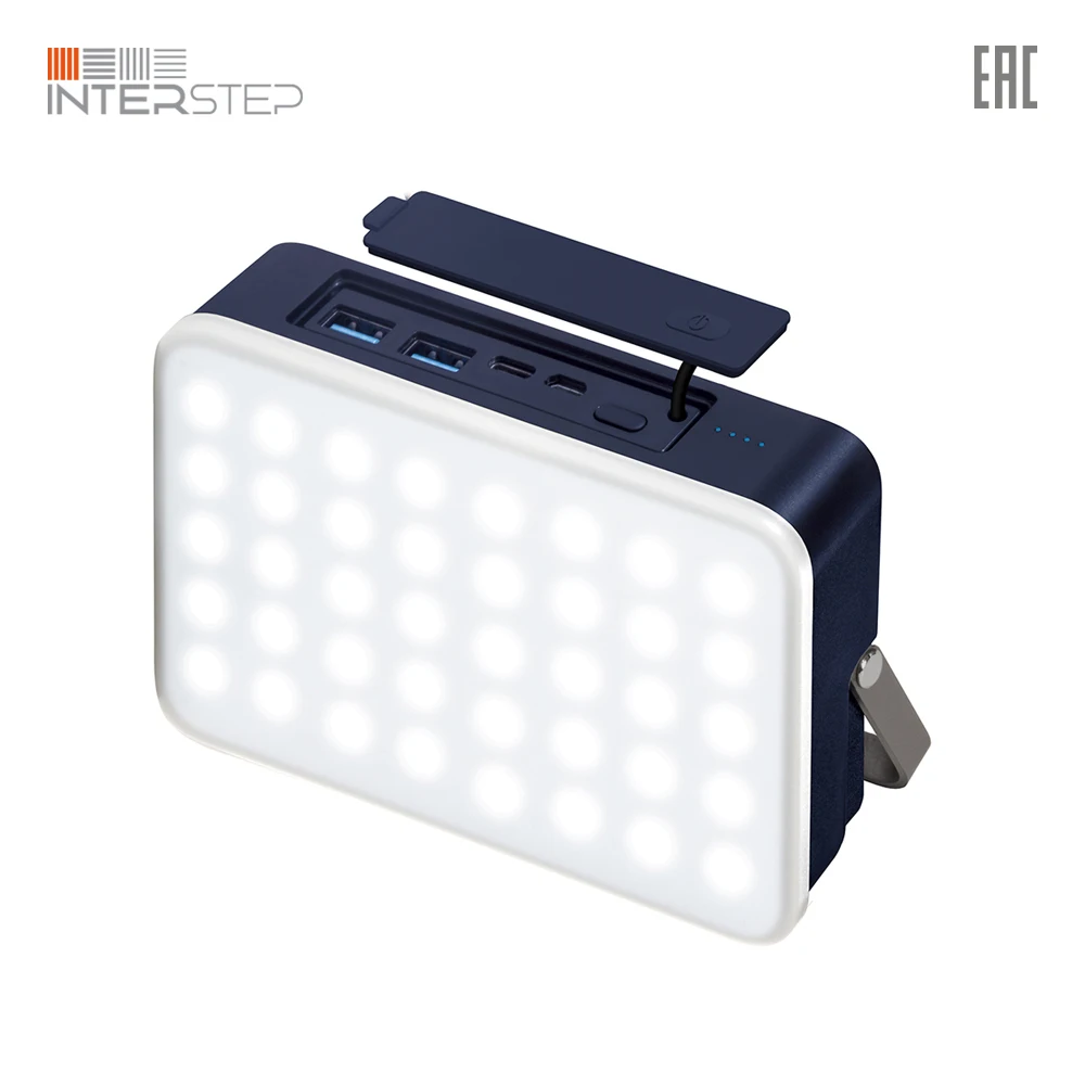 Внешний аккумулятор INTERSTEP PB24LED 24000мАч c быстрой зарядкой Type C18Вт 2 USB с LED-фонариком