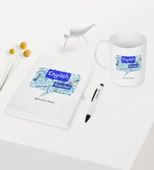

Personalized English Teacher Themed White Notebook Pen Mug Set-4