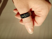 Letdiffery de acero inoxidable de Color negro cruz de jesús carta anillo de rezo de biblia anillos de dedo para los hombres 8mm joyas de amuleto