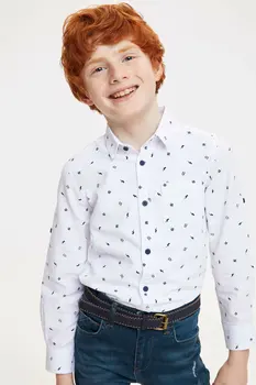 

DeFacto Boy Long Sleeve White Shirt Boy's Spring Casual Shirts Boy's Printed Top Shirts Boys' Shirt-M8361A620SP