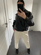 Pants Trousers Women Drawstring Female High-Waist WOTWOY Spliced Loose Autumn Straight