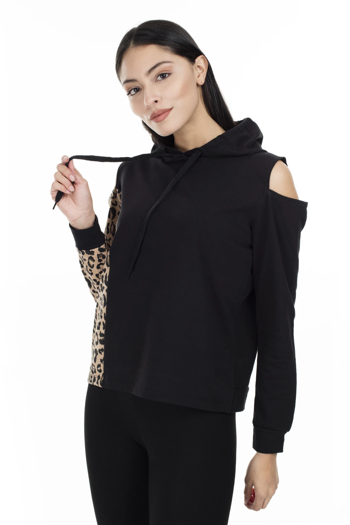 Lela Shoulder Detail Hooded Sweat WOMEN SWEAT 5553721