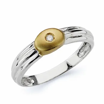 

18k solid gold ring two-color sparkling diamond 0.020ct [AA1780]