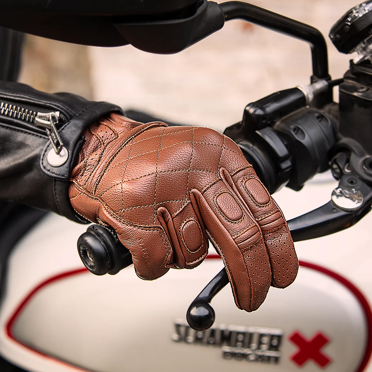 Retro Goatskin Genuine Real Leather Motorcycle Gloves Full Finger Touch Screen Racing Riding Motocross Men Accessory | Автомобили и